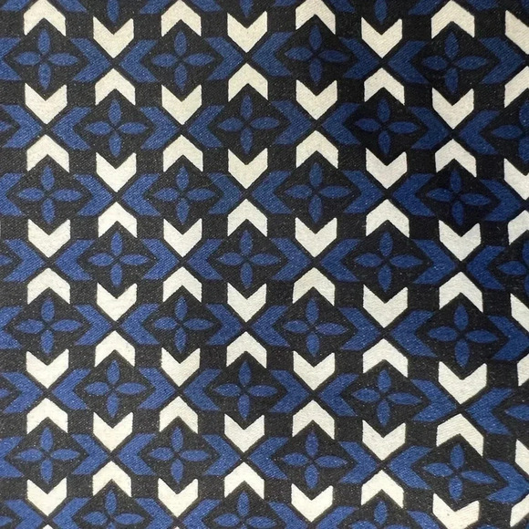 H&M NAVY BLUE BLACK PRINT ANKLE CROPPED PANTS STRETCH MID/HIGH WAIST SIZE 10 - Picture 5 of 14